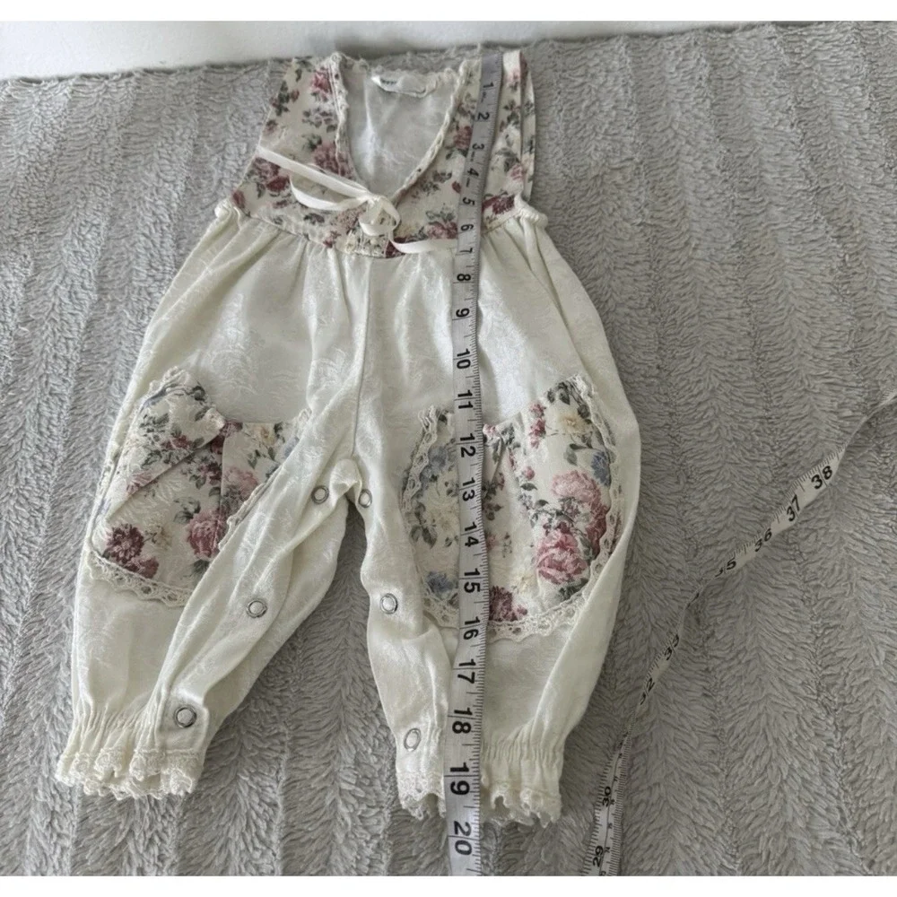 Vintage Teeter-Totter Baby Romper Size 6 Months Floral Jumpsuit Tapestry Brocade